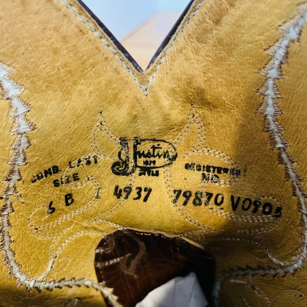 Vintage Justin Cowboy Boots Size 6 B Leather USA Made Western Rich Brown - Picture 15 of 16